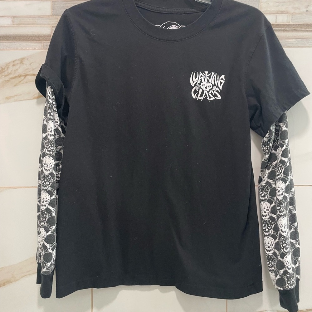 Lurking Class by Sketchy Tank Bones Black 2fer Long Sleeve T-Shirt mens Small - Picture 5 of 14